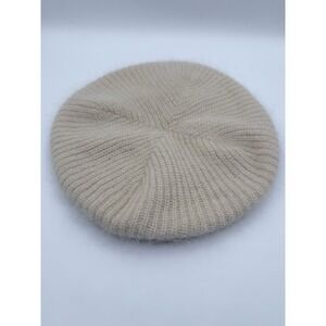 Aris Off White Ivory Beanie Beret Hat Cap Knit Women's Beige Winter Warm Soft